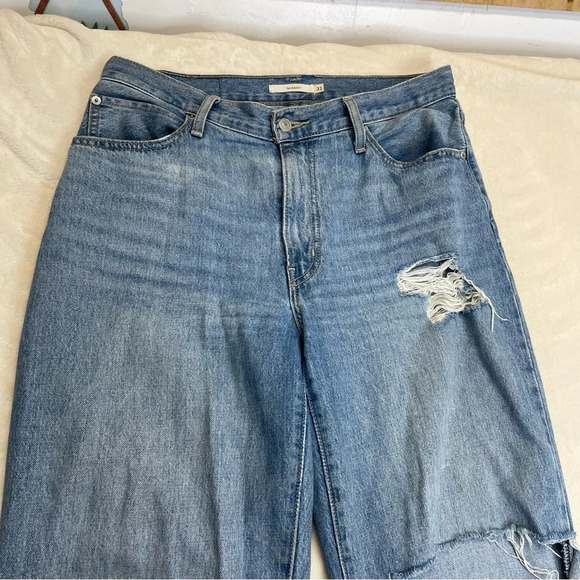 Levi’s 94 baggy jeans women’s size 31 huge tear in leg distressed grunge - Picture 5 of 7